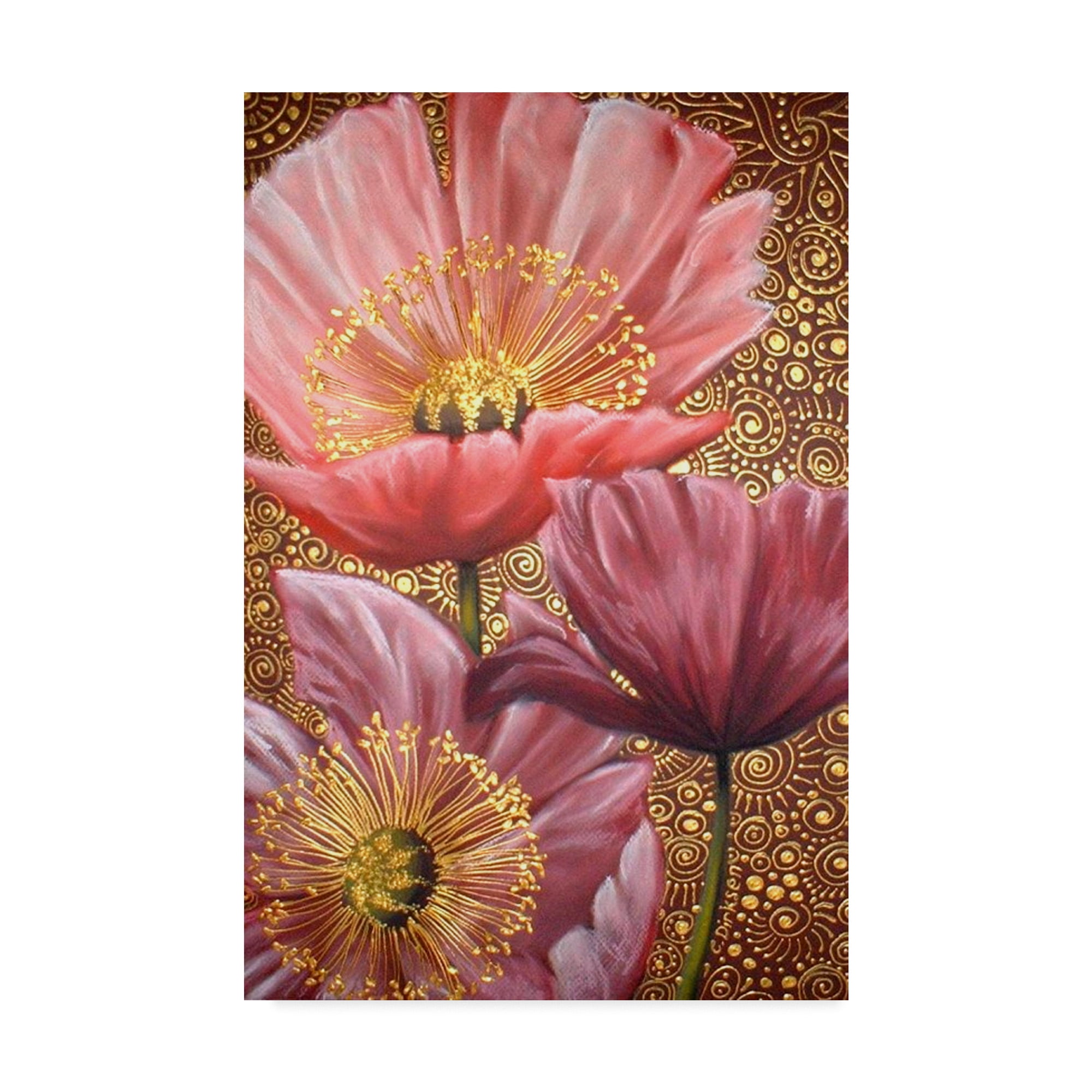 Trademark Fine Art 'Three Pink Poppies' Canvas Art by Cherie Roe Dirksen