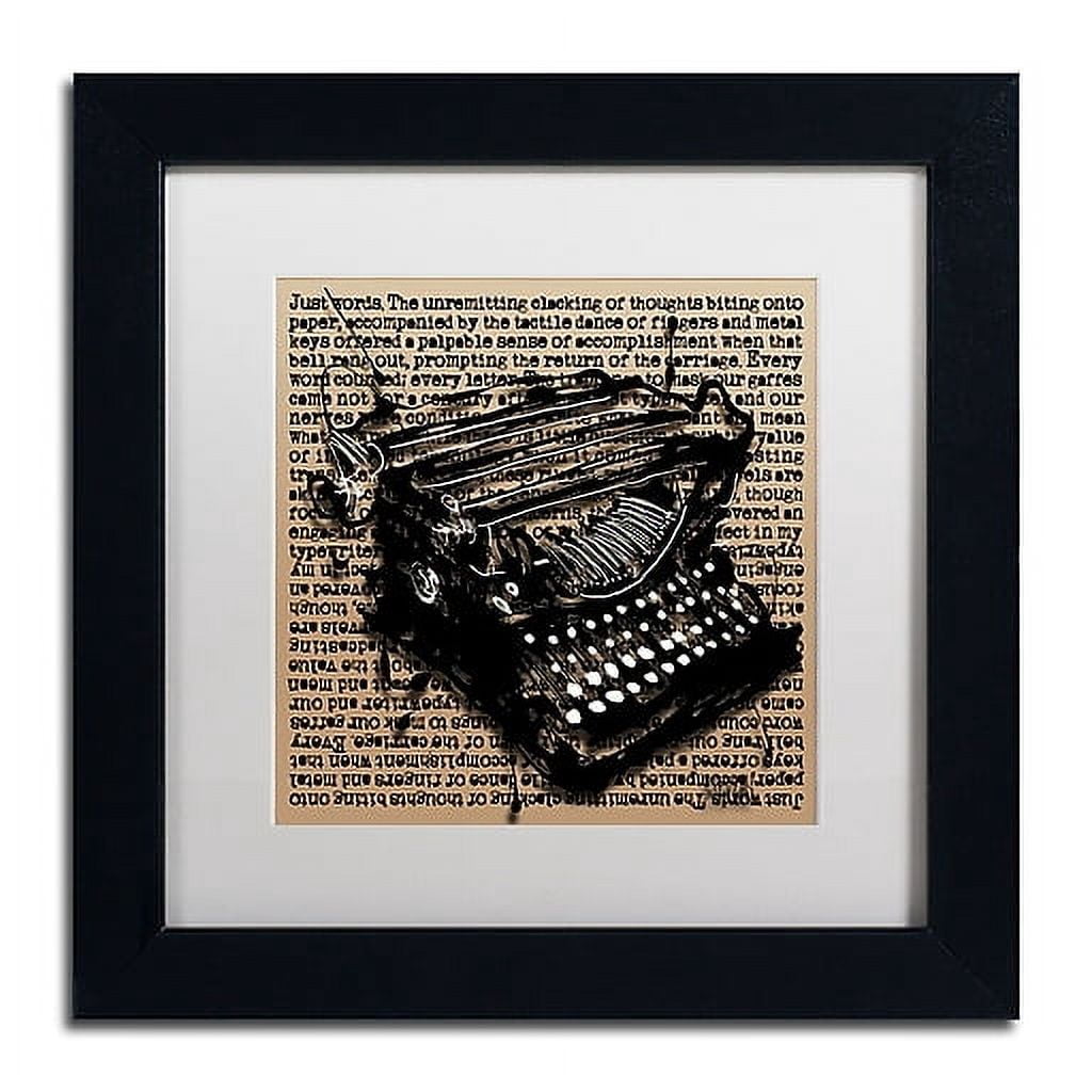 Trademark Fine Art "Three-Quarter Typewriter" Canvas Art by Roderick Stevens, White Matte, Black Frame