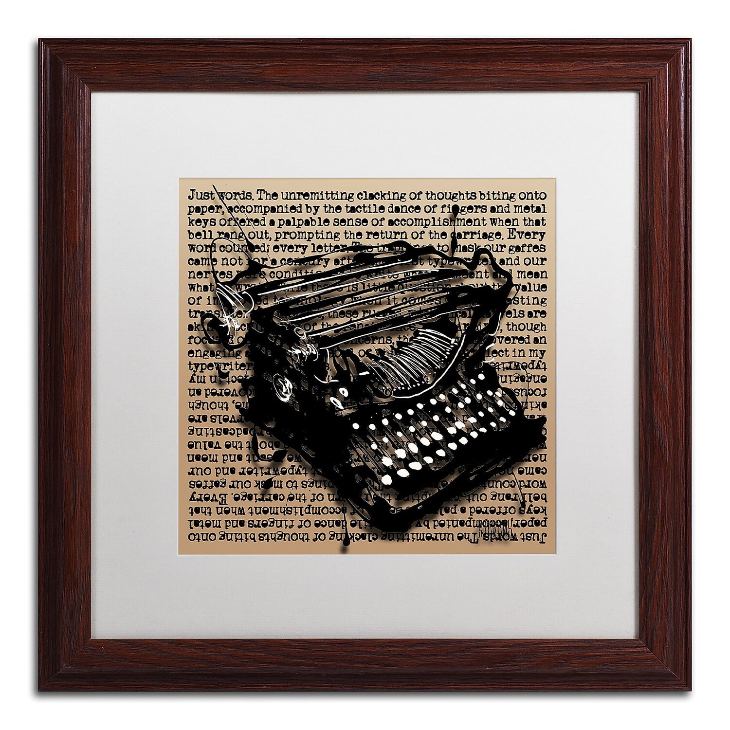 Trademark Fine Art "Three-Quarter Typewriter" Canvas Art by Roderick Stevens, White Matte, Wood Frame