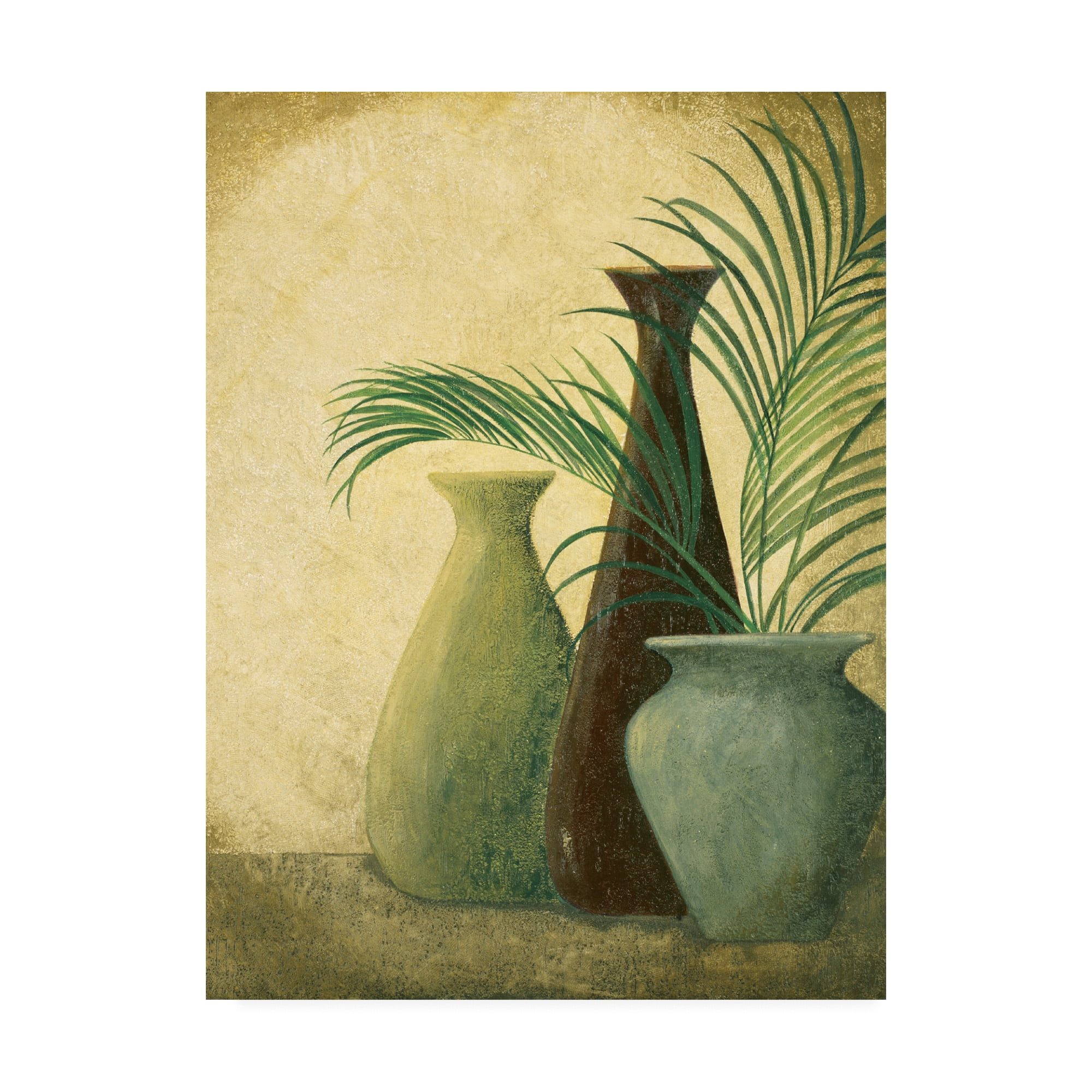 Trademark Fine Art 'Three Vases One With Greenery' Canvas Art by Pablo Esteban