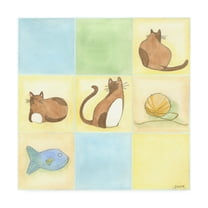 Trademark Fine Art 'Tic tac Cats in Blue Childrens Art' Canvas Art by June Erica Vess