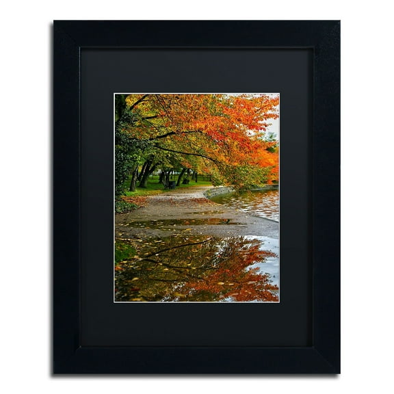 Trademark Fine Art "Tidal Basin Autumn 1" Canvas Art by CATeyes, Black Matte, Black Frame