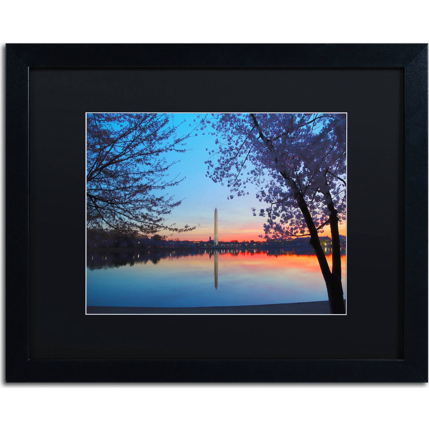 Trademark Fine Art "Tidal Basin Dawn" Canvas Art by CATeyes, Black Matte, Black Frame