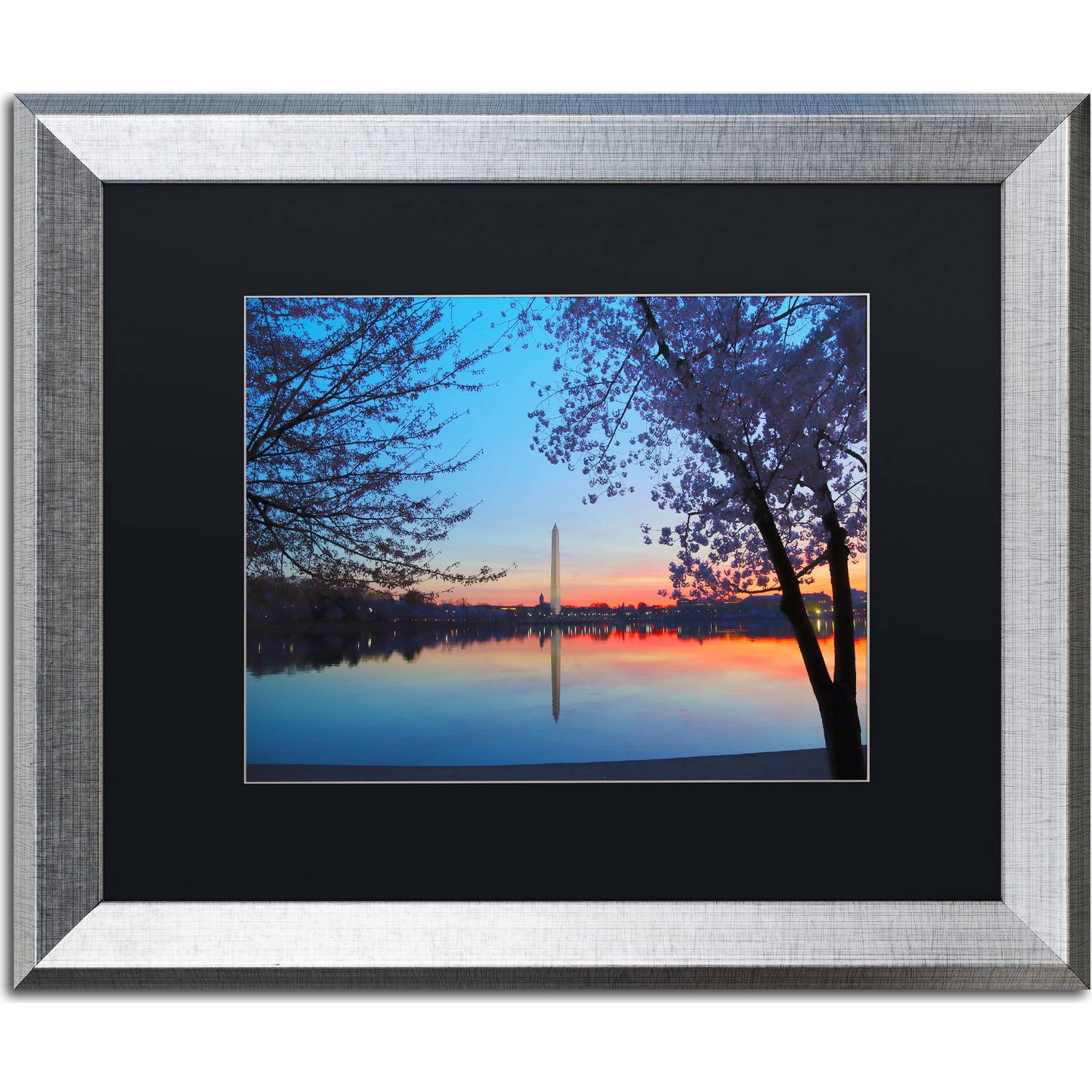 Trademark Fine Art "Tidal Basin Dawn" Canvas Art by CATeyes, Black Matte, Silver Frame