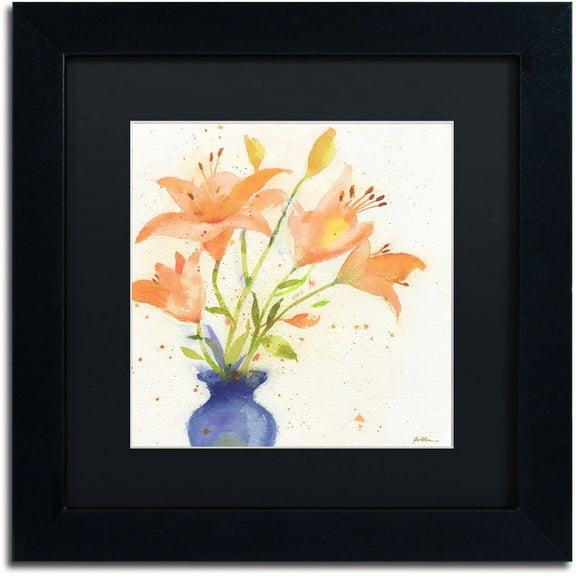 Trademark Fine Art "Tiger Lily Bouquet" Canvas Art by Sheila Golden, Black Matte, Black Frame