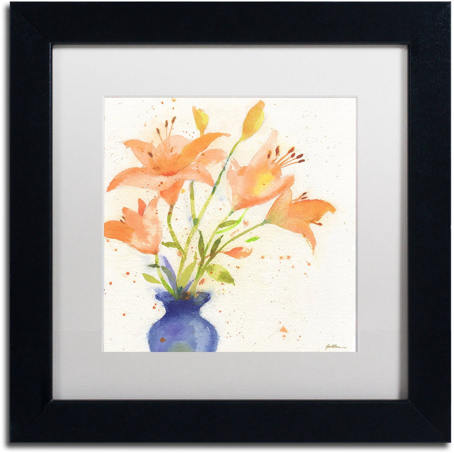Trademark Fine Art "Tiger Lily Bouquet" Canvas Art by Sheila Golden, White Matte, Black Frame