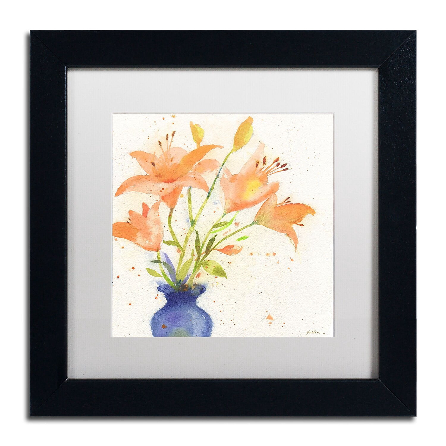 Trademark Fine Art "Tiger Lily Bouquet" Canvas Art by Sheila Golden, White Matte, Black Frame