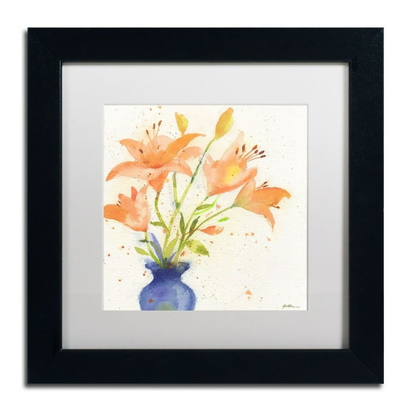 Trademark Fine Art "Tiger Lily Bouquet" Canvas Art by Sheila Golden, White Matte, Black Frame