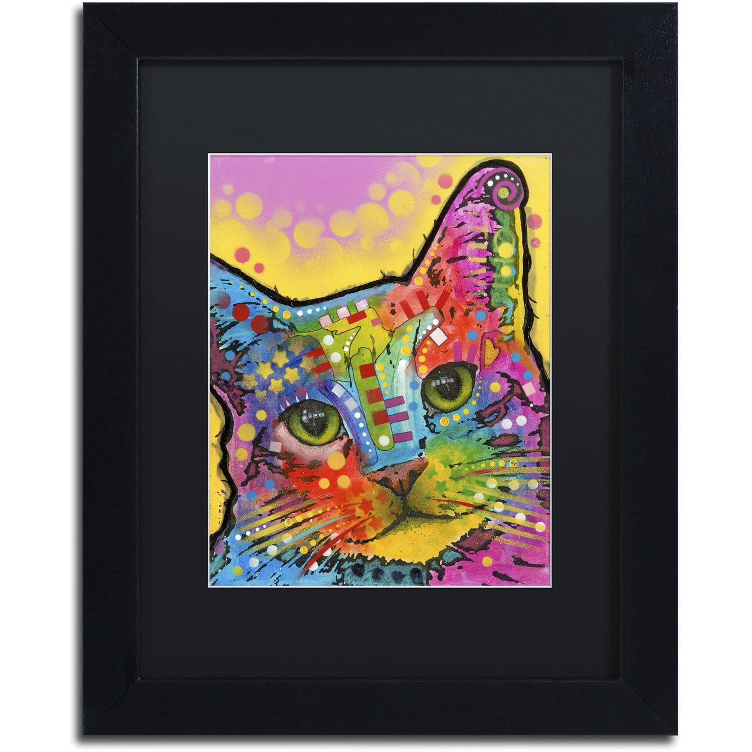 Trademark Fine Art "Tilt Cat" Canvas Art by Dean Russo, Black Matte, Black Frame