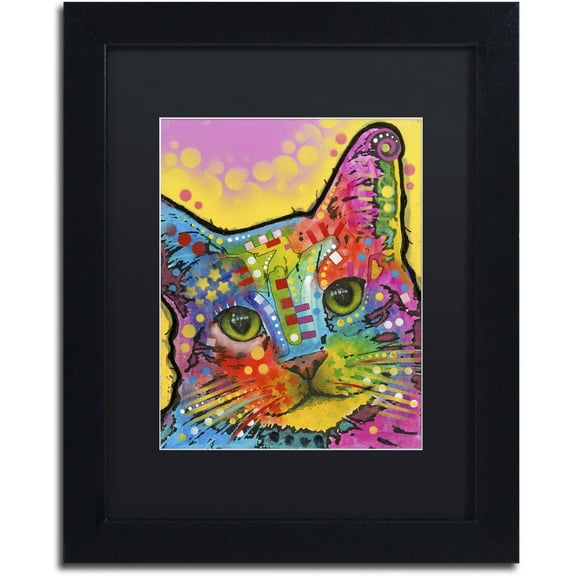 Trademark Fine Art "Tilt Cat" Canvas Art by Dean Russo, Black Matte, Black Frame