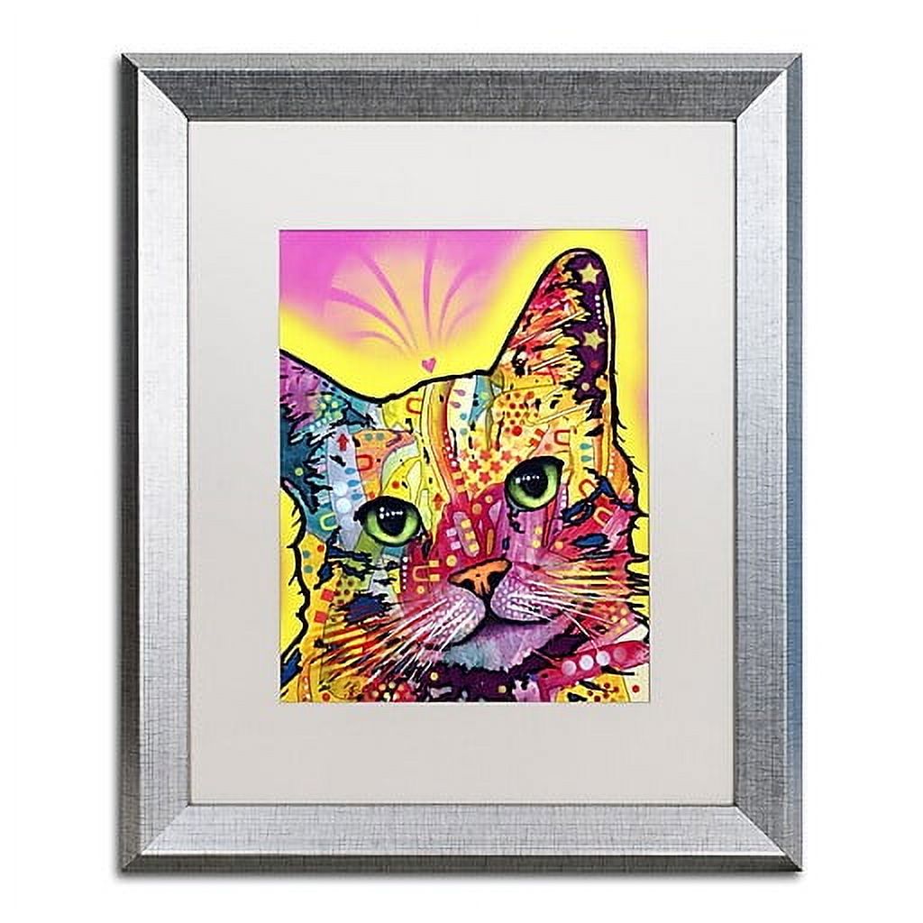 Trademark Fine Art "Tilt Cat" Canvas Art by Dean Russo White Matte, Silver Frame