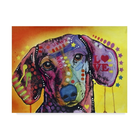 Trademark Fine Art 'Tilt Dachshund Love' Canvas Art by Dean Russo