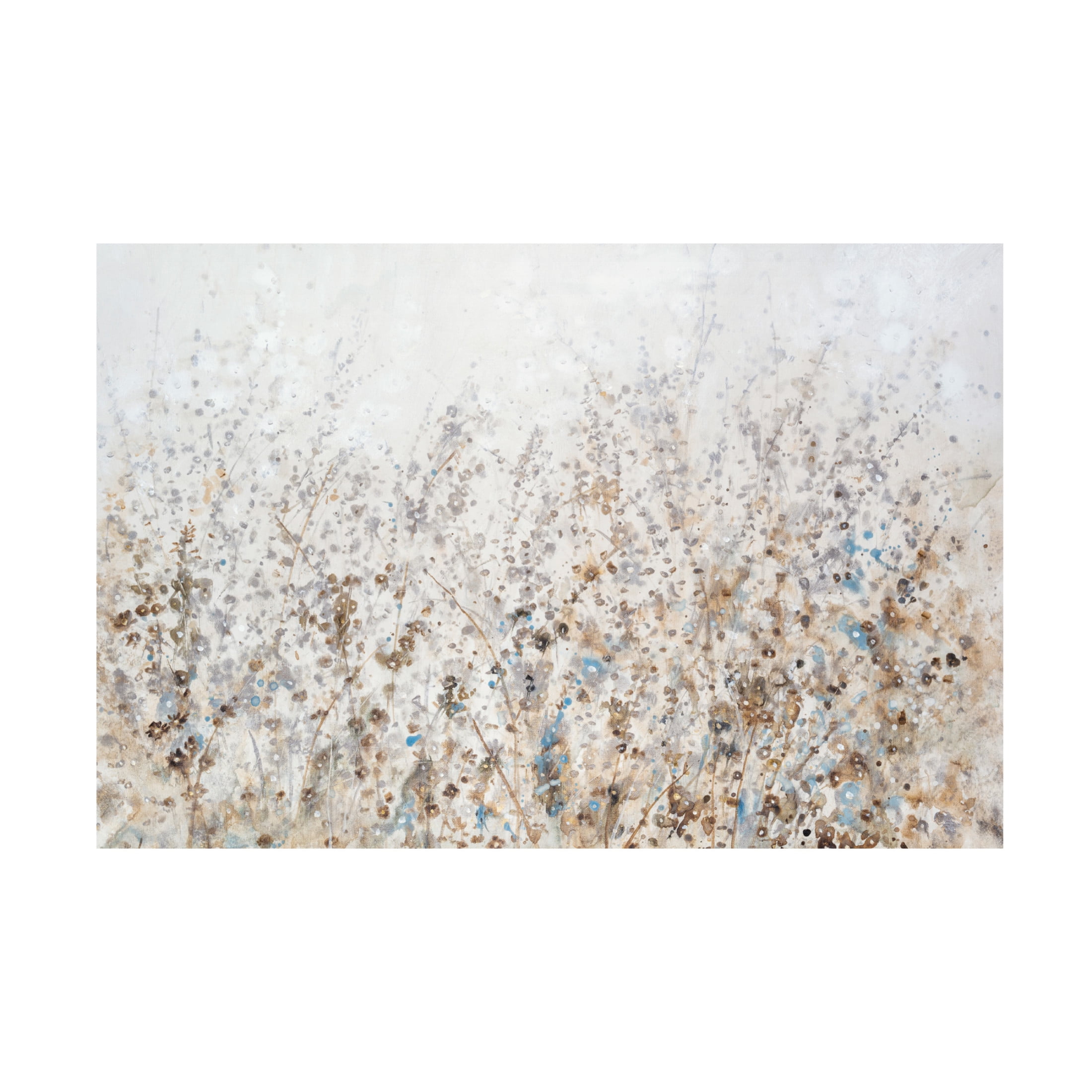 Wildflower Cluster I Beige and Blue Canvas Art