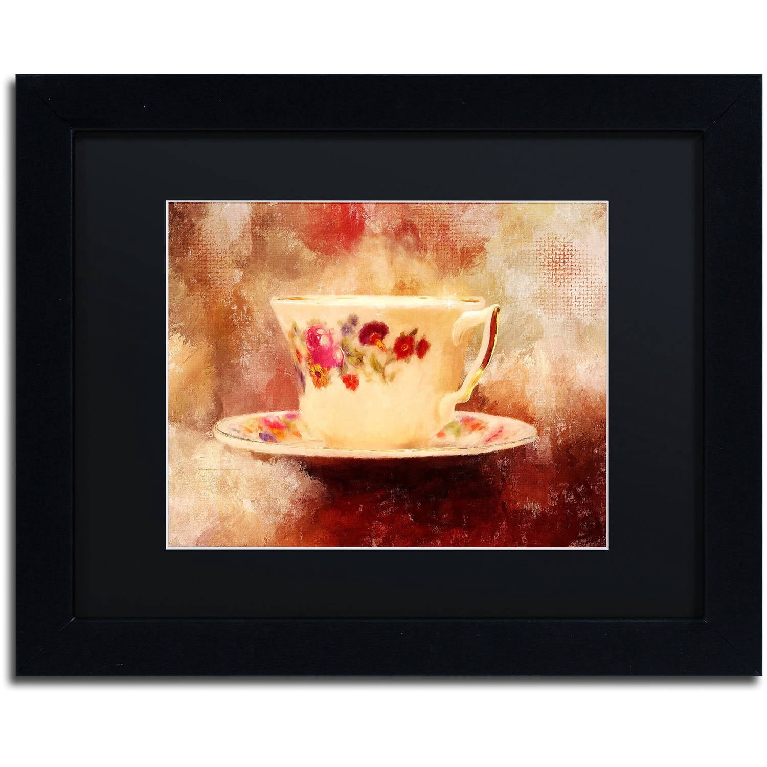 Trademark Fine Art "Time for Tea" Canvas Art by Lois Bryan Black Matte, Black Frame