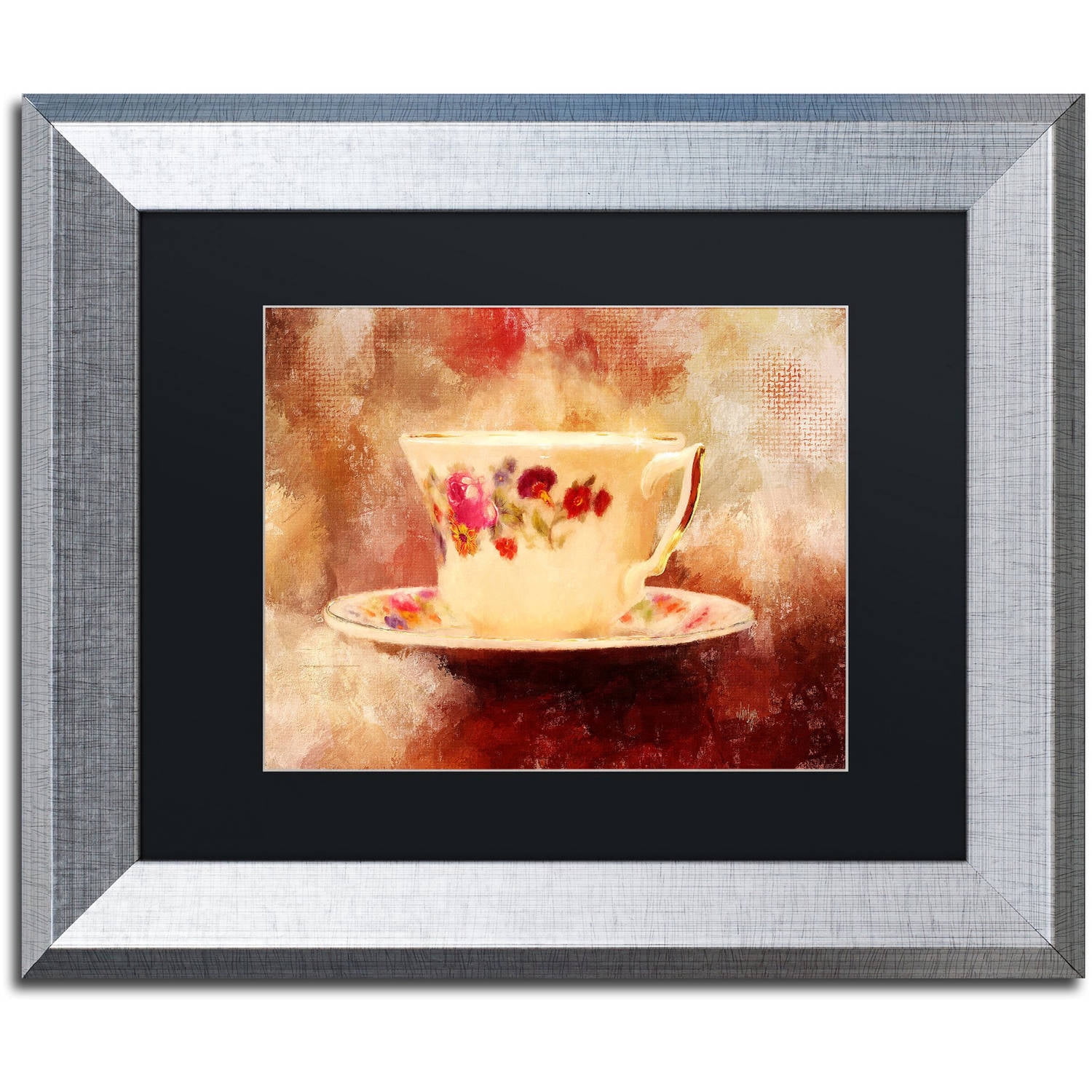 Trademark Fine Art "Time for Tea" Canvas Art by Lois Bryan Black Matte, Silver Frame