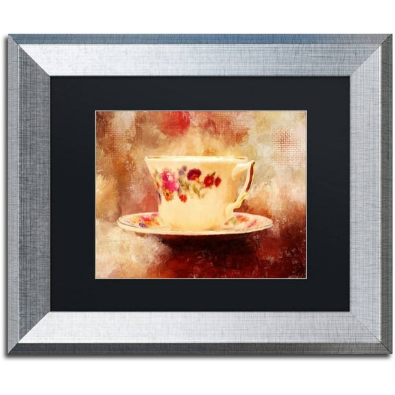 Trademark Fine Art "Time for Tea" Canvas Art by Lois Bryan Black Matte, Silver Frame