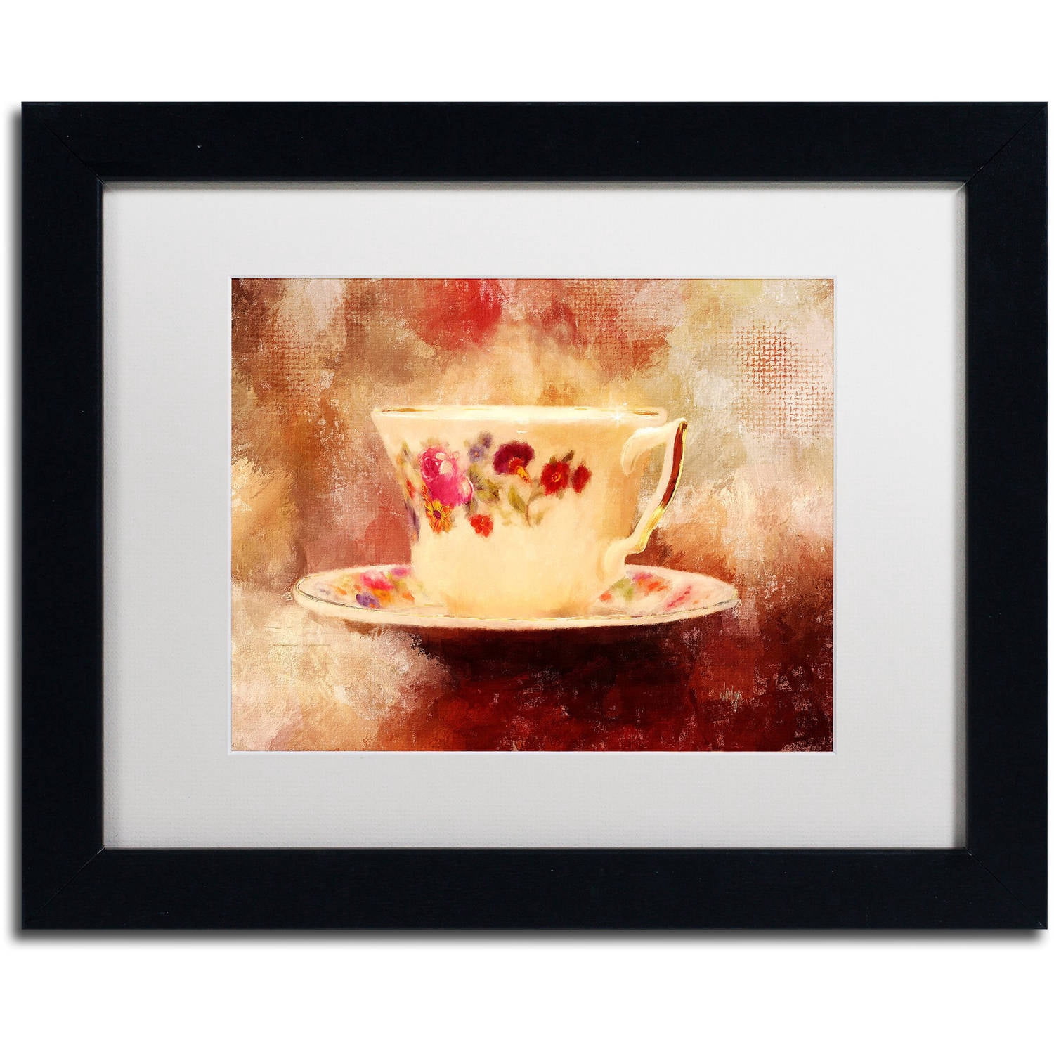 Trademark Fine Art "Time for Tea" Canvas Art by Lois Bryan White Matte, Black Frame