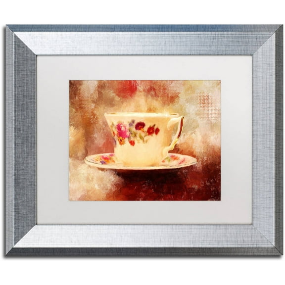 Trademark Fine Art "Time for Tea" Canvas Art by Lois Bryan White Matte, Silver Frame