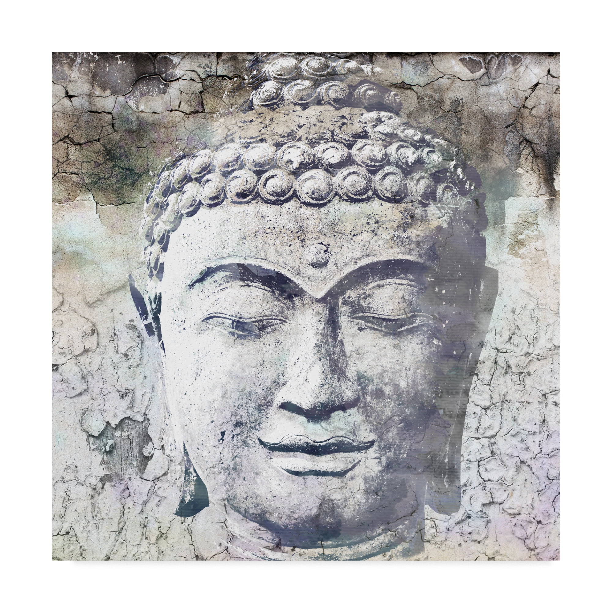 Timeless Buddha Abstract Industrial Canvas Art with Wooden Frame