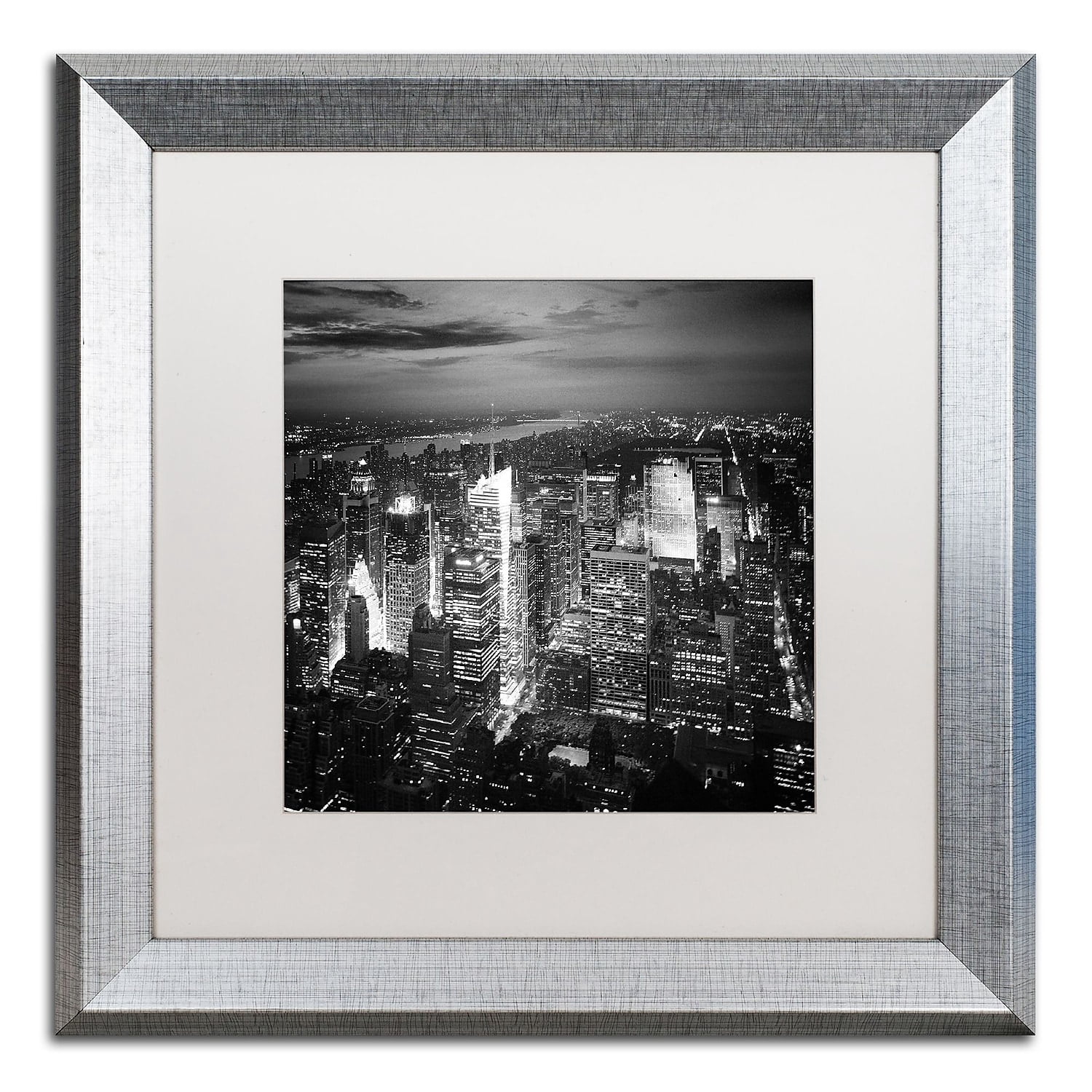 Trademark Fine Art "Times Square" Canvas Art by Nina Papiorek White Matte, Silver Frame