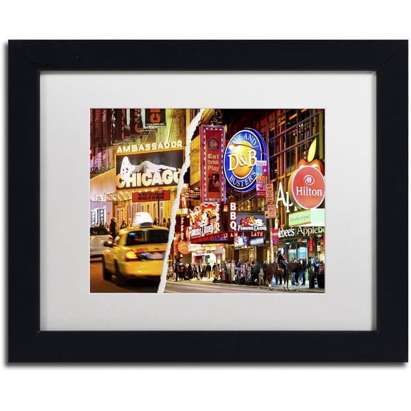 Trademark Fine Art "Times Square Colors" Canvas Art by Philippe Hugonnard White Mat, Black Frame