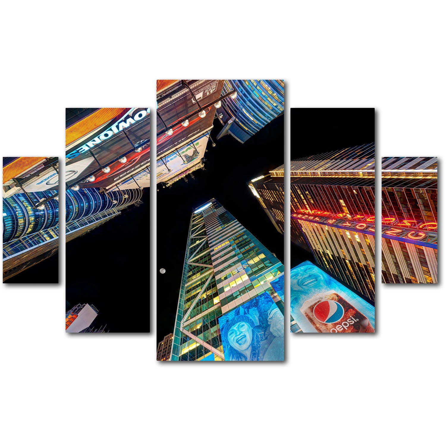 Trademark Fine Art "Times Square NYC" Canvas Art by David Ayash 5-Panel Set