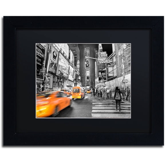 Trademark Fine Art ''Times Square'' by David Ayash 11" x 14" Black Matted Black Frame