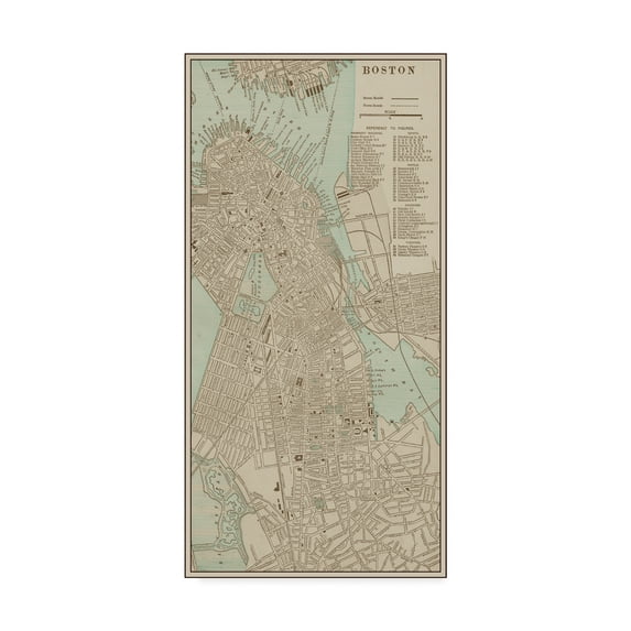 Trademark Fine Art 'Tinted Map of Boston' Canvas Art by Vision Studio