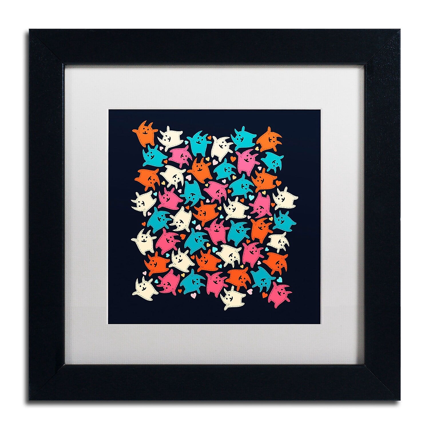 Trademark Fine Art "Tiny Tumbling Kittens" Canvas Art by Carla Martell, White Matte, Black Frame