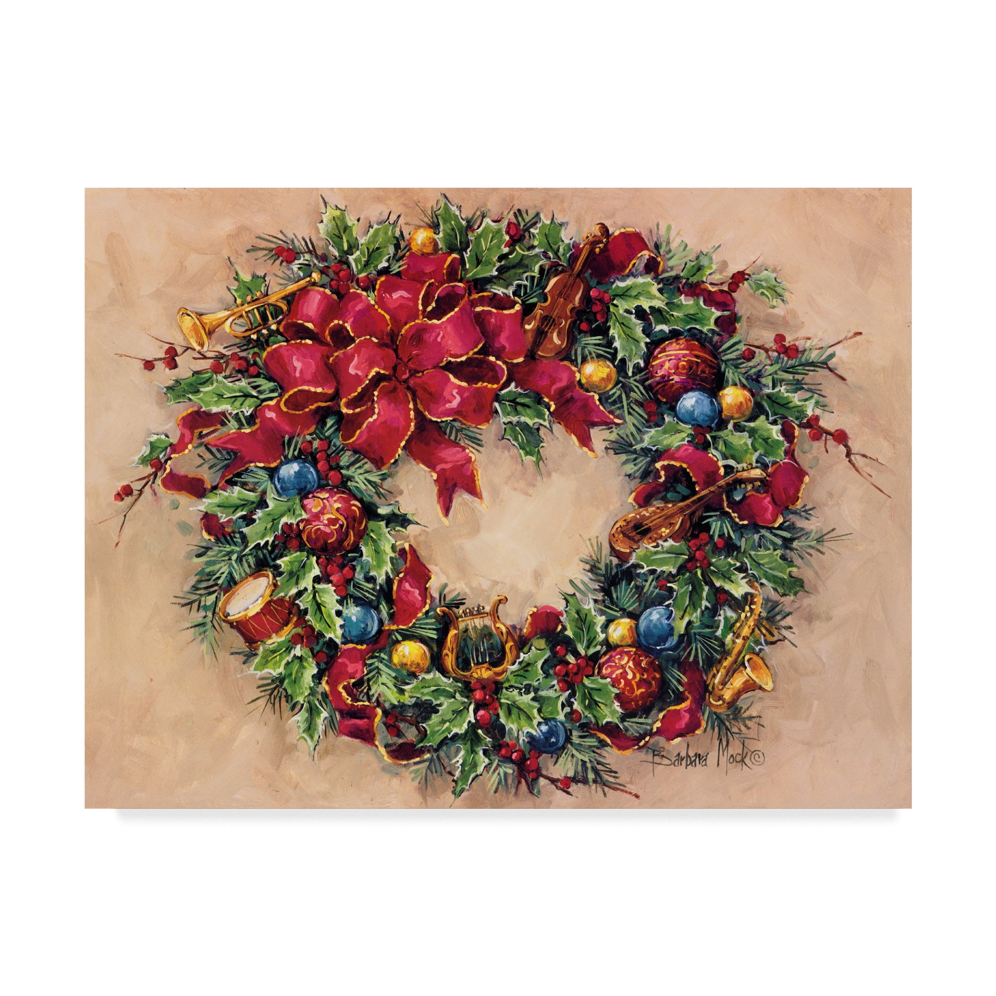 Trademark Fine Art 'Tis The Season Wreath' Canvas Art by Barbara Mock
