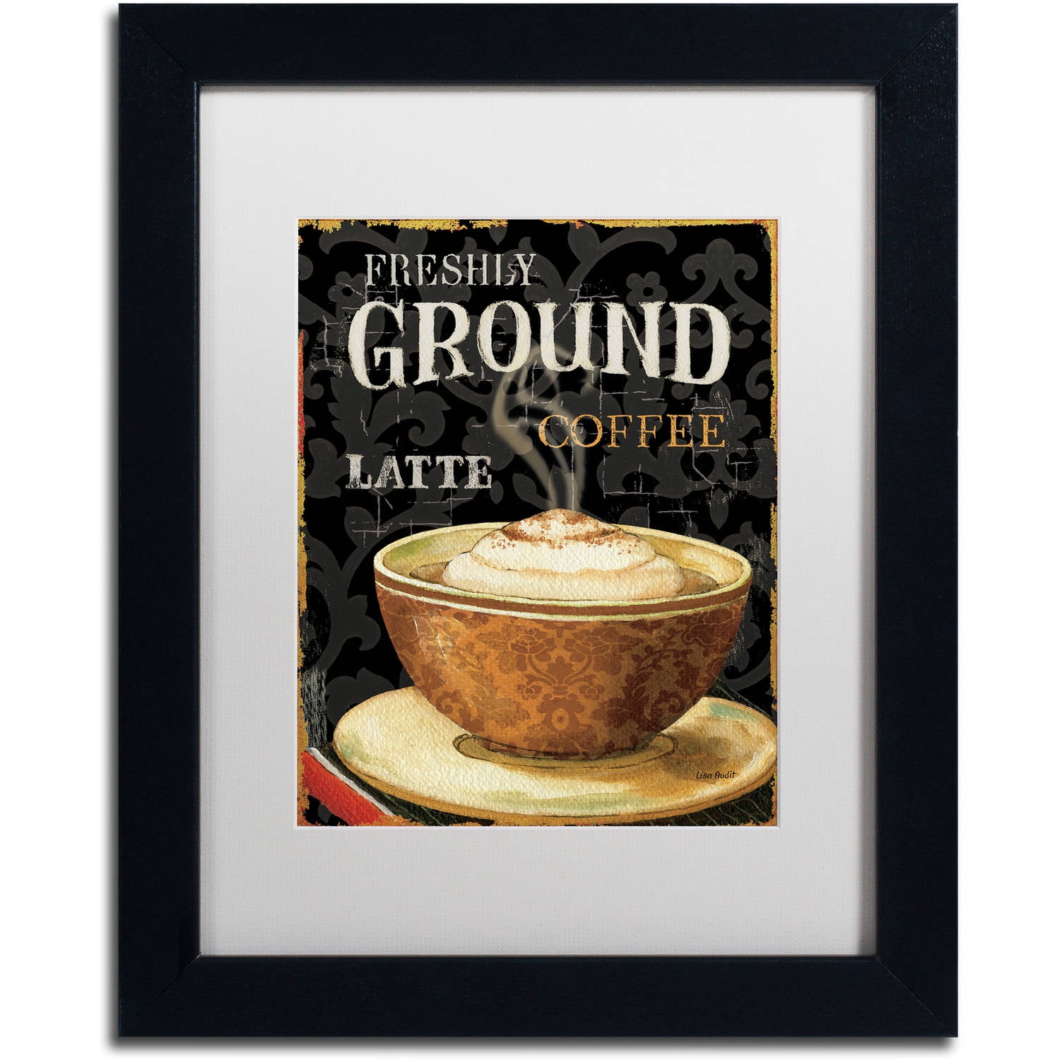 Freshly Ground Coffee Graphic Art on Canvas with Black Wood Frame