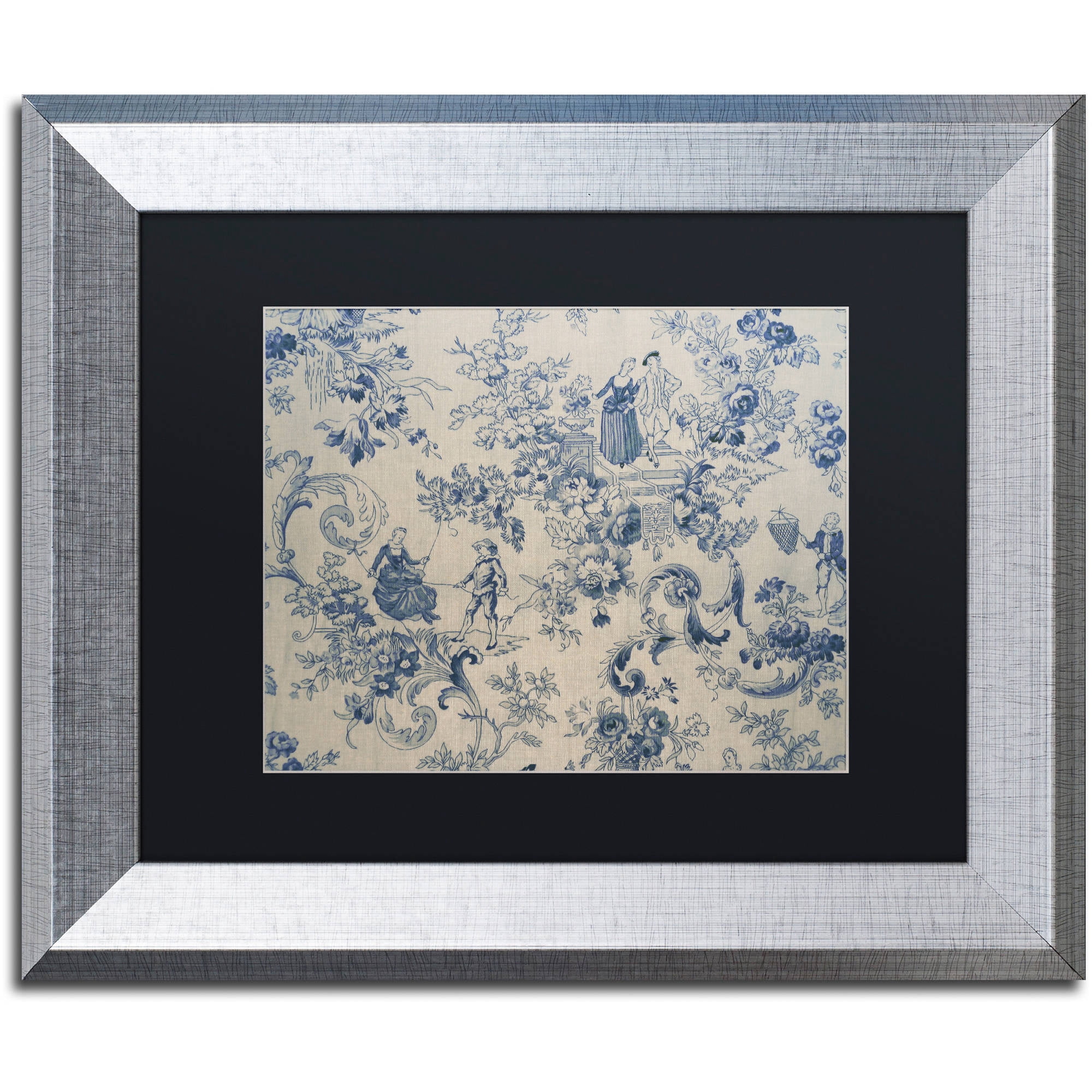 Trademark Fine Art "Toile Fabrics I" Canvas Art by Color Bakery Black Matte, Silver Frame