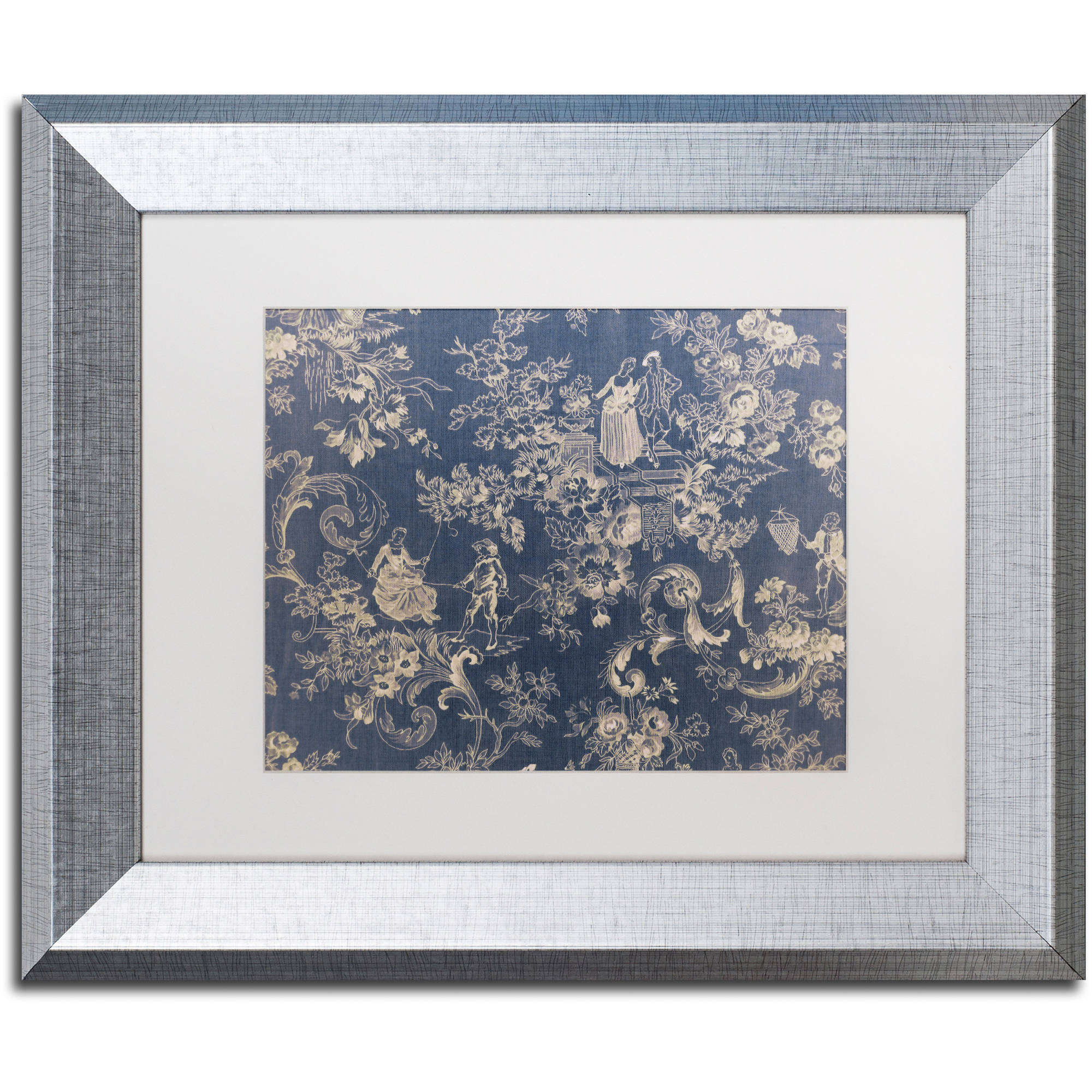 Trademark Fine Art "Toile Fabrics II" Canvas Art by Color Bakery White Matte, Silver Frame