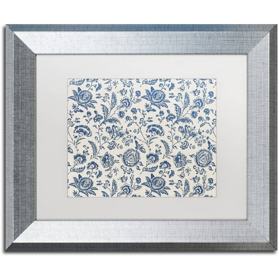 Trademark Fine Art "Toile Fabrics IX" Canvas Art by Color Bakery White Matte, Silver Frame