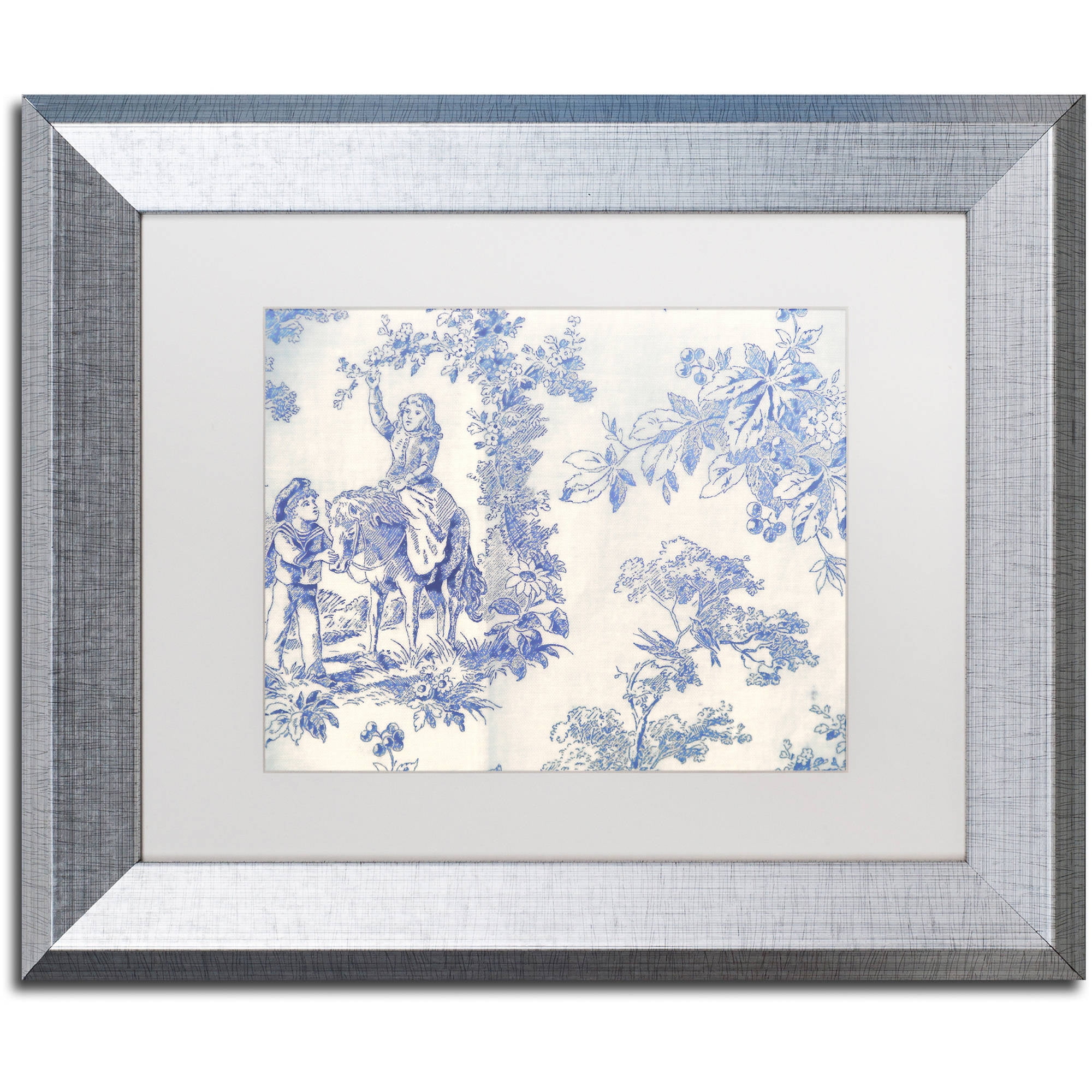 Trademark Fine Art "Toile Fabrics VI" Canvas Art by Color Bakery White Matte, Silver Frame