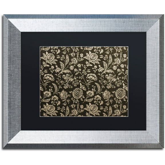 Trademark Fine Art "Toile Fabrics VIII" Canvas Art by Color Bakery Black Matte, Silver Frame