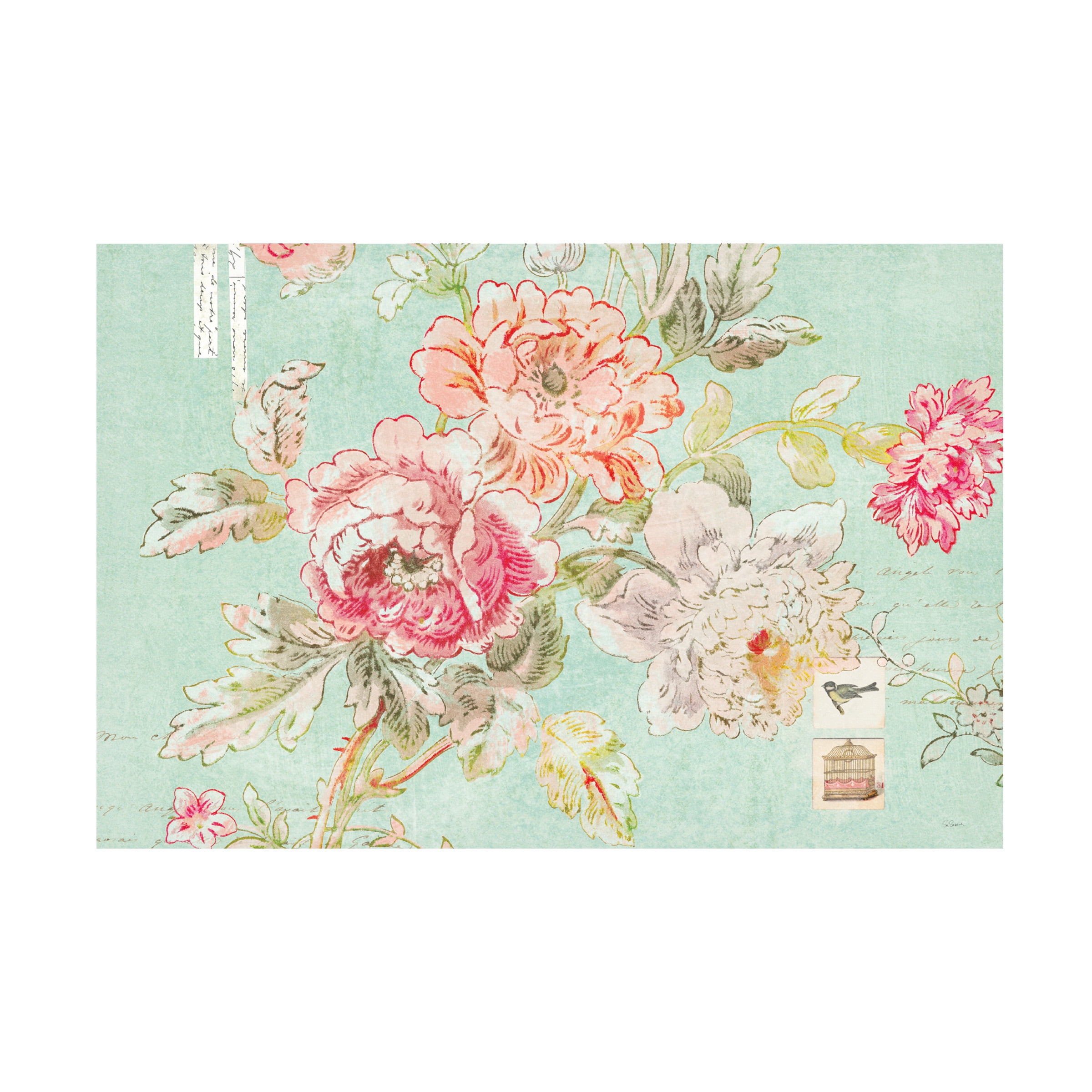 Trademark Fine Art 'Toile Roses I Blue' Canvas Art by Sue Schlabach