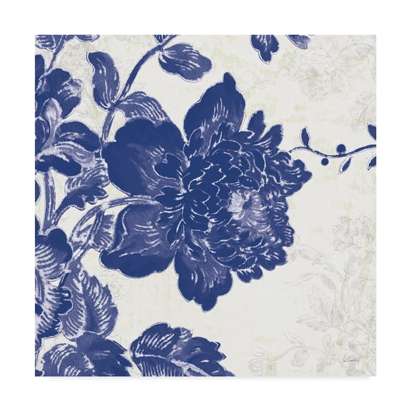 Trademark Fine Art 'Toile Roses IV Indigo' Canvas Art by Sue Schlabach