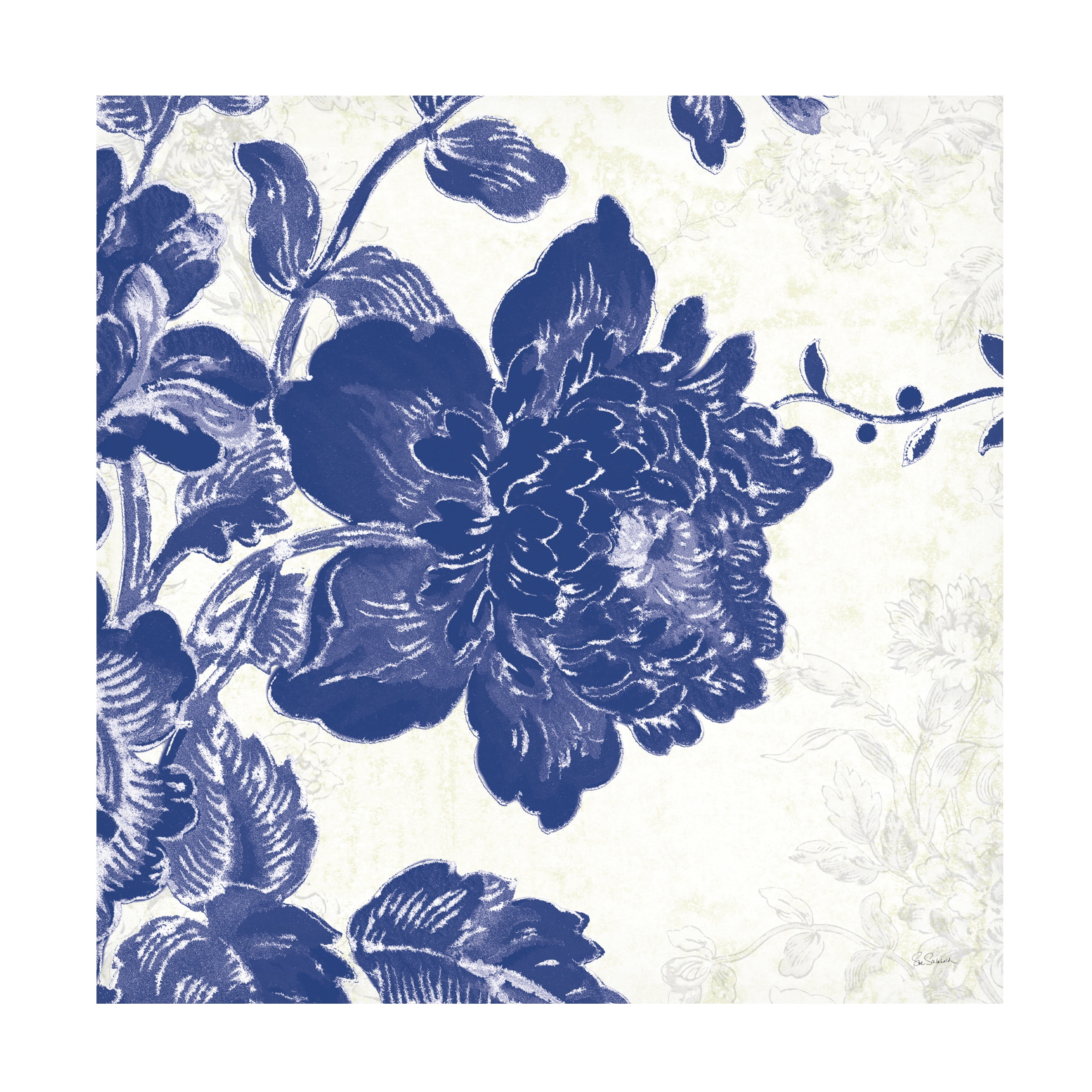 Trademark Fine Art 'Toile Roses IV Indigo' Canvas Art by Sue Schlabach