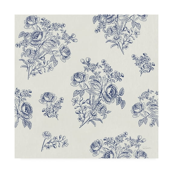 Trademark Fine Art 'Toile Roses Pattern IC' Canvas Art by Sue Schlabach