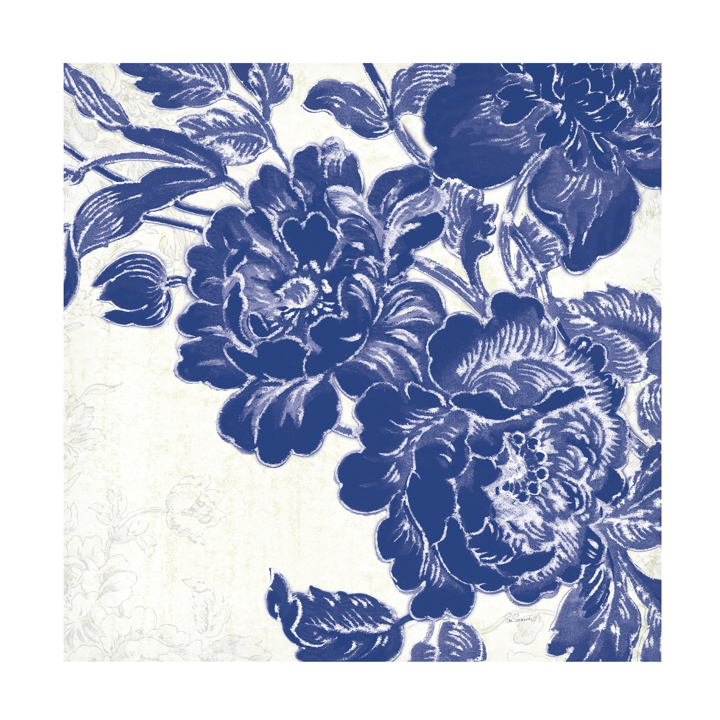 Trademark Fine Art 'Toile Roses V Indigo' Canvas Art by Sue Schlabach