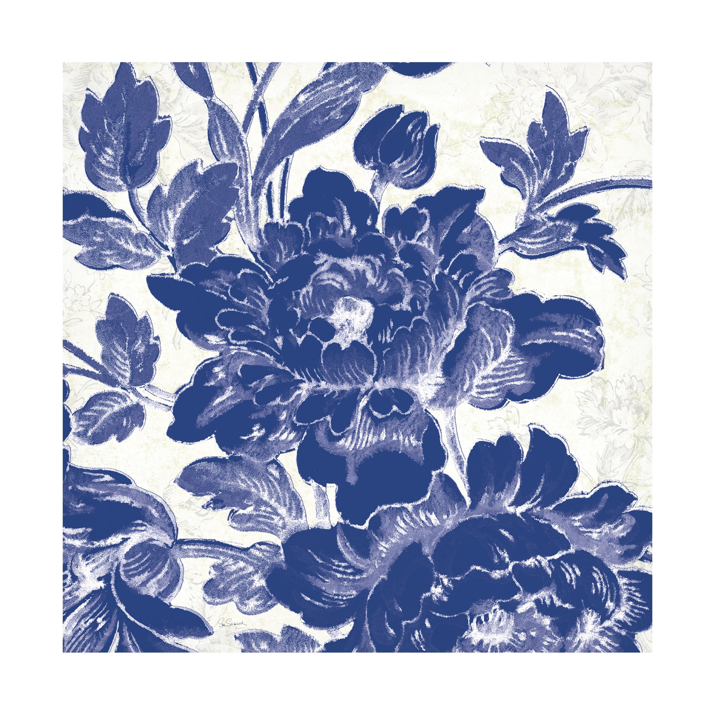 Trademark Fine Art 'Toile Roses VI Indigo' Canvas Art by Sue Schlabach