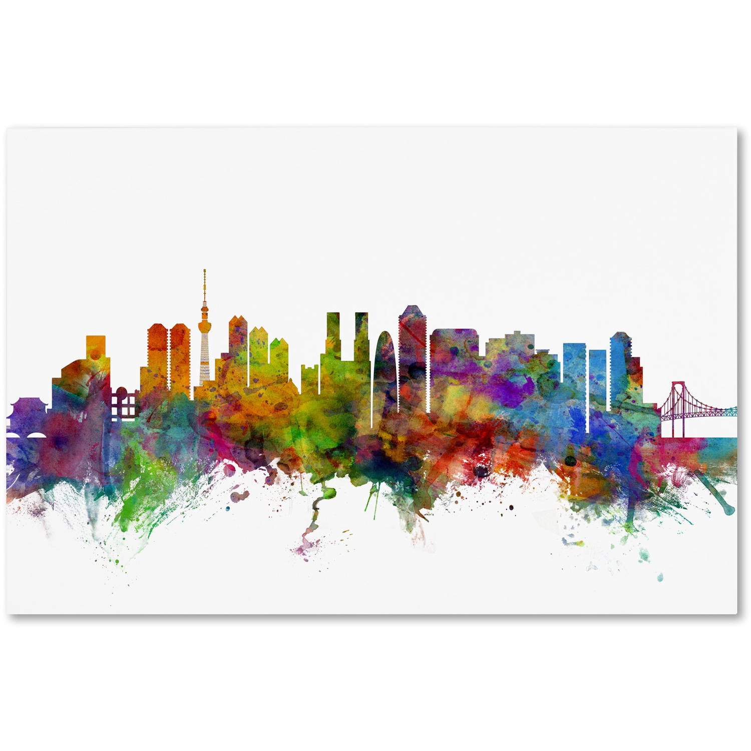 Trademark Fine Art "Tokyo Japan Skyline" Canvas Art by Michael Tompsett