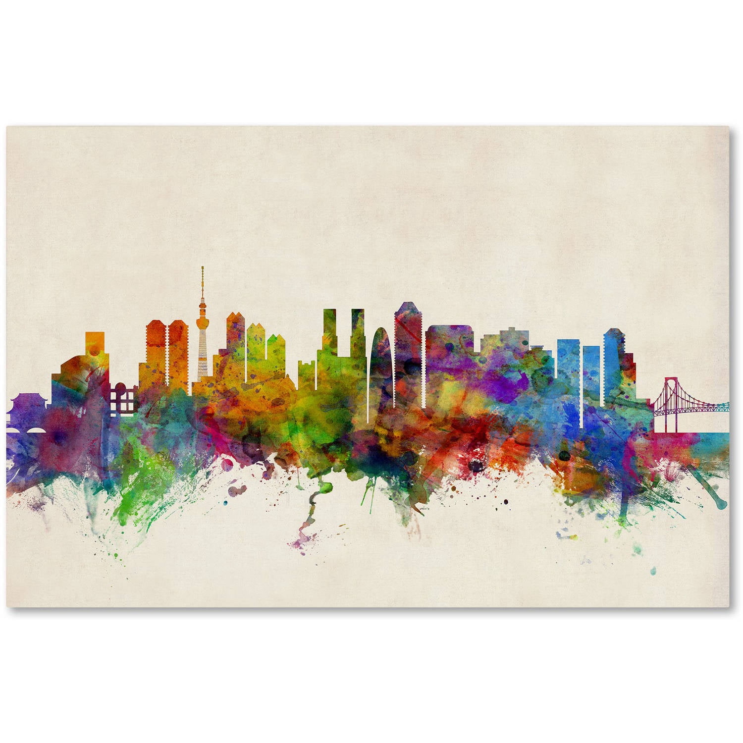 Trademark Fine Art "Tokyo Japan Skyline II" Canvas Art by Michael Tompsett