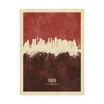 Trademark Fine Art 'Tokyo Japan Skyline Red II' Canvas Art by Michael Tompsett