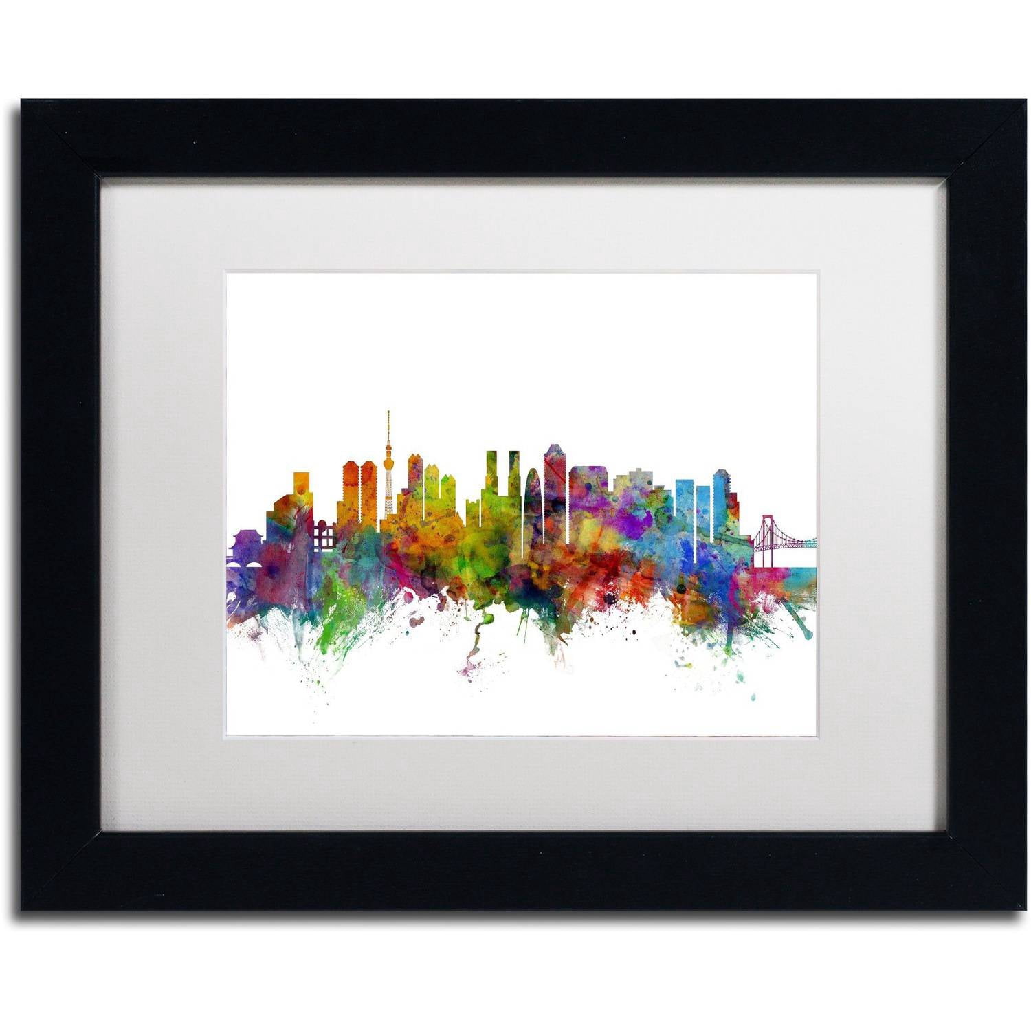Trademark Fine Art ''Tokyo Japan Skyline'' by Michael Tompsett 16" x 20" White Matted Black Frame (MT0786-B1620MF)