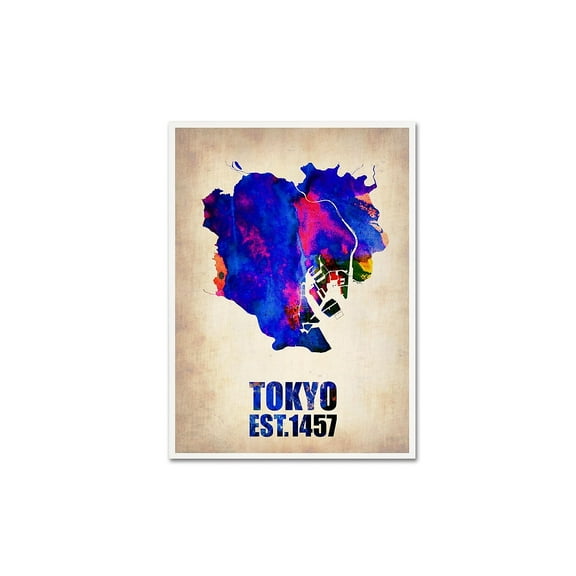 Trademark Fine Art "Tokyo Watercolor Map" Canvas Art by Naxart