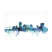 Trademark Fine Art Michael Tompsett Toledo Ohio Blue Teal Skyline Canvas Wall Art - 12x19