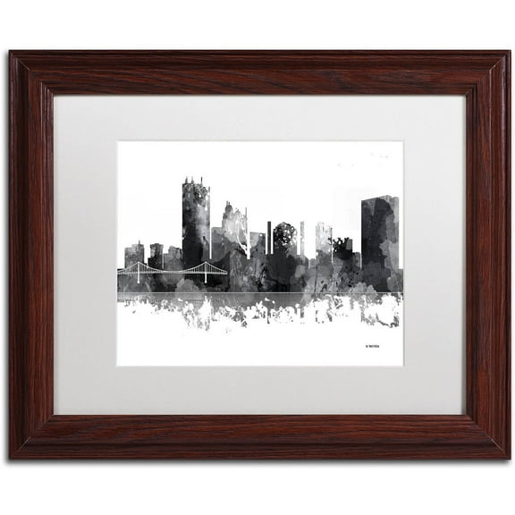 Trademark Fine Art "Toledo Ohio Skyline BG-1" Canvas Art by Marlene Watson, White Matte, Wood Frame