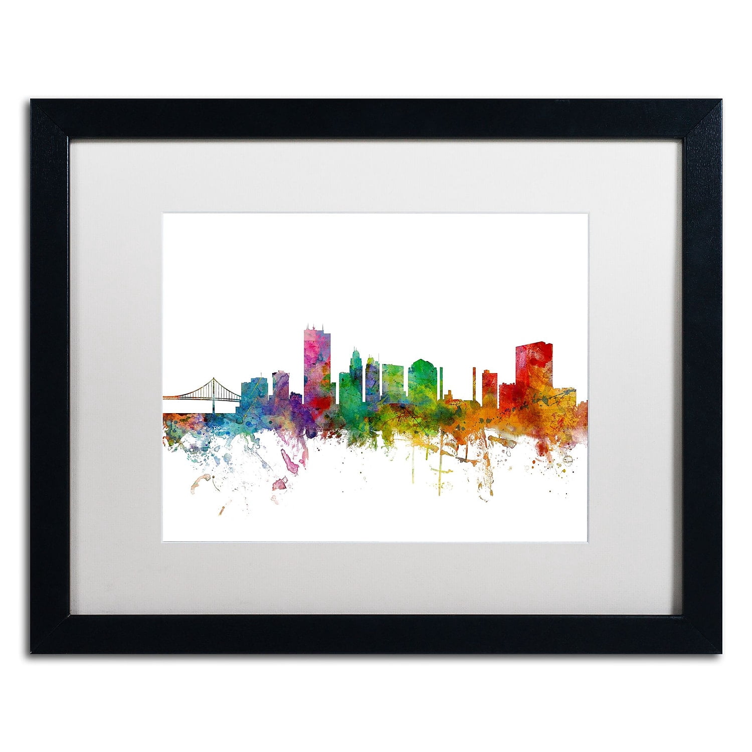 Trademark Fine Art 'Toledo Ohio Skyline' Canvas Art by Michael Tompsett, White Matte, Black Frame